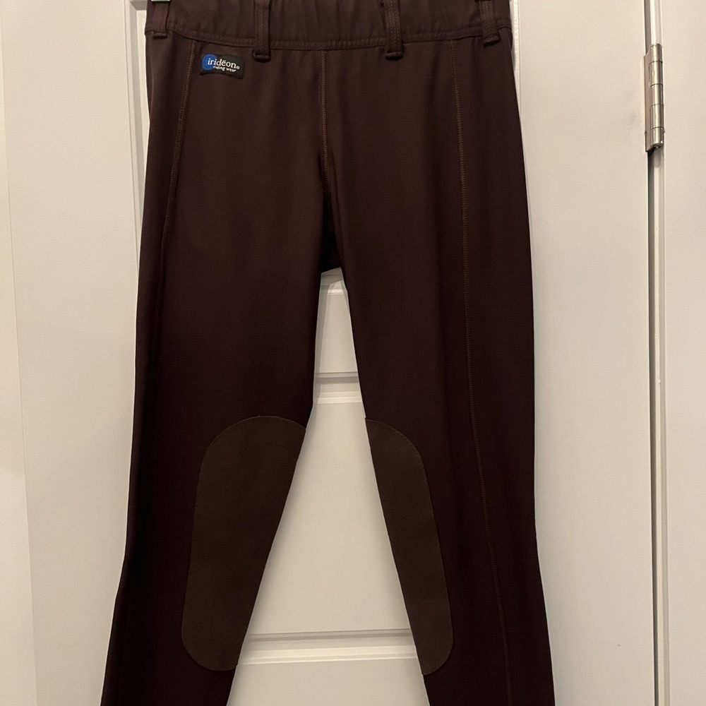 Irideon Espresso brown riding tights with knee patch. Size Small
